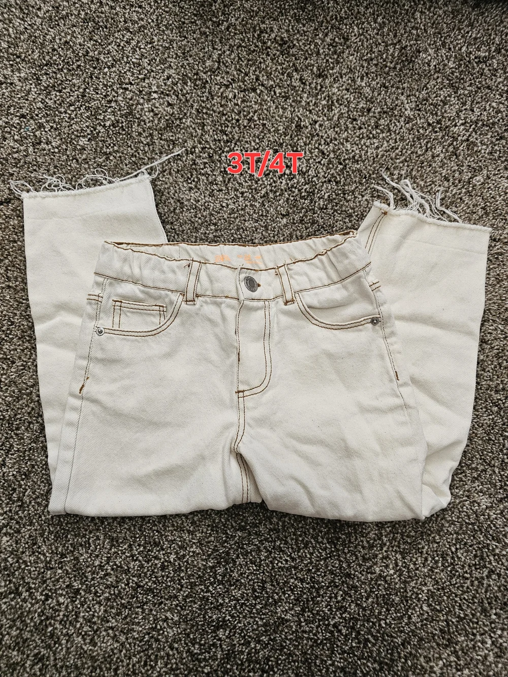 Zara Kids Cream Straight-Leg Jeans